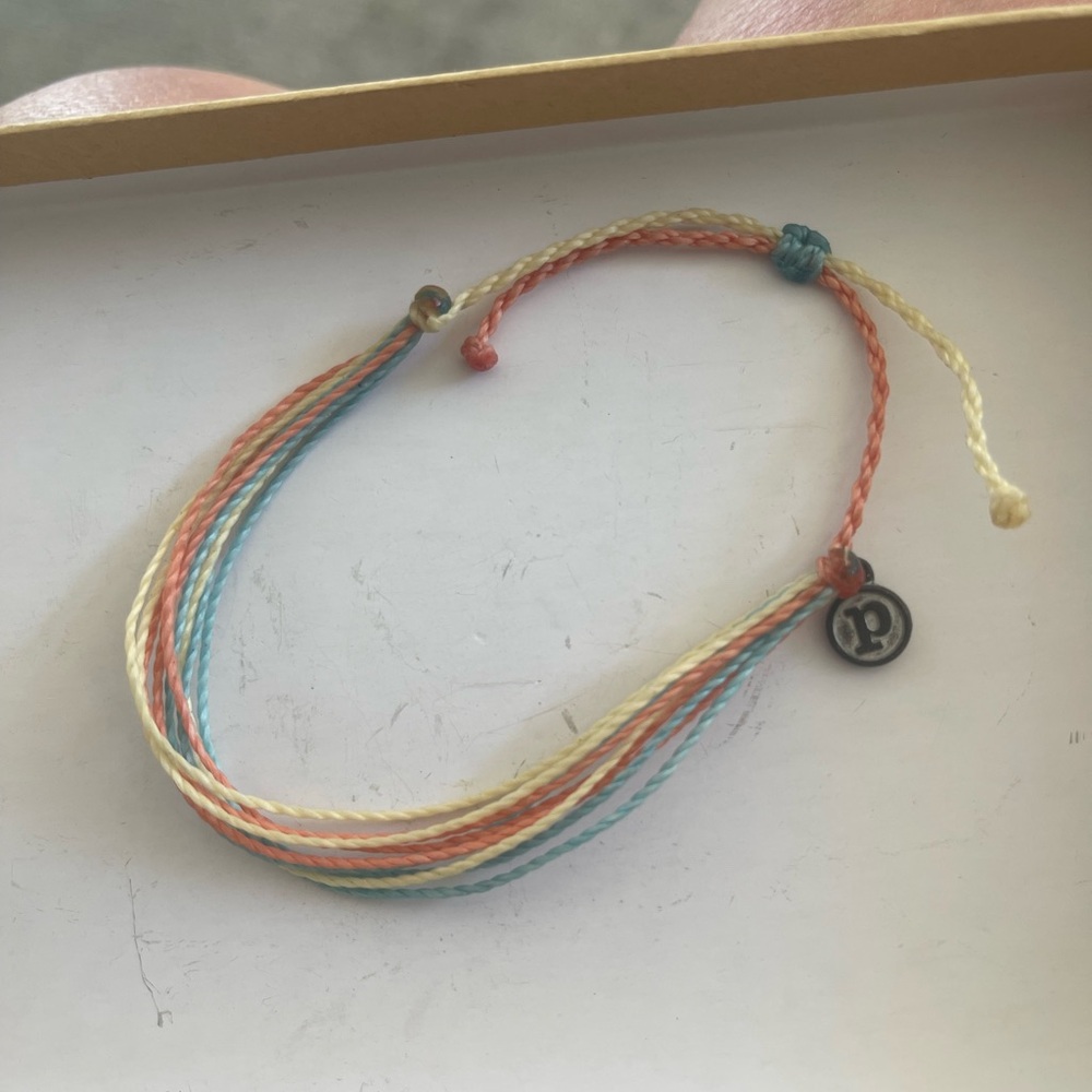 Pura Vida Pastel Rainbow Multi-String Bracelet (Yellow, Peach, Blue, Cream)